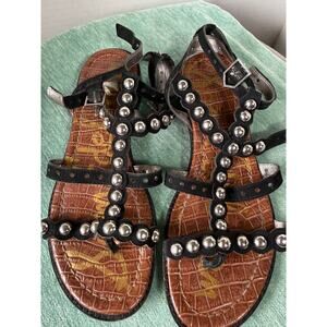 Sam Edelman Eavan Studded Gladiator Sandals Black SZ 6 Festival Boho Edgy Summer